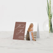 Terracottaスクリプエレガントトシンプル写真卒業 サンキューカード (正面)