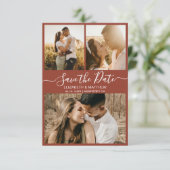 Terracottaスクリプエレガントト写真コラージュ結婚ズ セーブザデート (スタンド正面)