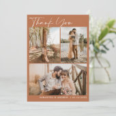 Terracottaスクリプトシック6枚結婚の写真感謝していのあなた サンキューカード (スタンド正面)