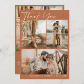 Terracottaスクリプトシック6枚結婚の写真感謝していのあなた サンキューカード (正面/裏面)