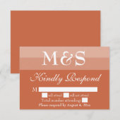 TerracottaスクリプトモダンウェディングRSVPカード サンキューカード (正面/裏面)