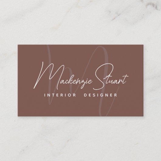 TerracottaスクリプトQRコードビジネスカードモノグラム 名刺 (正面)