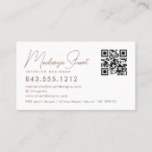 TerracottaスクリプトQRコードモノグラムモダン 名刺 (裏面)