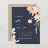 TERRACOTTAネイビーBROWNフローラDATEカードを保存 案内ポストカード (正面/裏面)