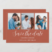 Terracottaフォトコラージュフラットデイトカードを保存 セーブザデート (正面/裏面)