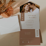Terracottaブロック春の結婚式写真すべて1つ オールインワン招待状<br><div class="desc">結婚式招待状ミニマルとテラコッタ地球トーン色ブロックの招待の重要な情報を強調する！写真を追加することもできます。</div>