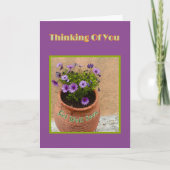 TERRACOTTAポットのGET WELL/PURPLEデイジー カード (正面)