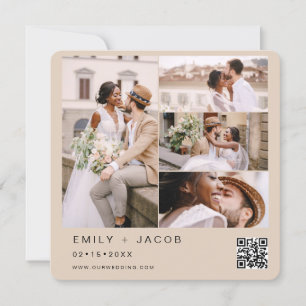 Terracottaミニマリスト写真QRコー結婚ド 招待状