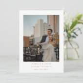 Terracottaミニマルエレガントリスト写真日付を保存 招待状 (スタンド正面)