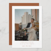 Terracottaミニマルエレガントリスト写真日付を保存 招待状 (正面/裏面)