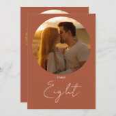 Terracottaミニマルモダンリストスクリプトテーブル番号 招待状 (正面/裏面)