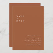 Terracottaミニマル文字と写真日付を保存 招待状 (正面/裏面)