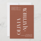 Terracottaミニマル結婚リスト写真+ QR詳細 招待状 (正面)