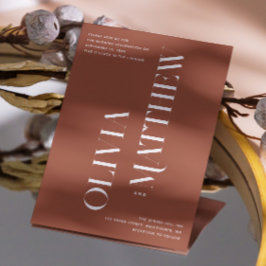 Terracottaミニマル結婚リスト写真+ QR詳細 招待状