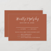 Terracottaメニュー選択ウェディングRSVPカード 出欠カード (正面/裏面)