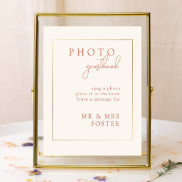 Terracottaモダンの結婚フォトゲストブックサイン ポスター