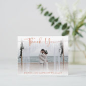 Terracottaモダンの結婚写真サンキューカード サンキューカード (スタンド正面)
