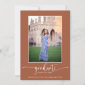 Terracottaモダンスエレガントト卒業写真 案内状 (正面)