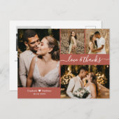 Terracottaモダンフォトコラージュ結婚の感謝 ポストカード (正面/裏面)