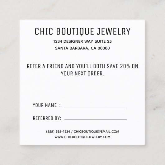 Terracottaモダンフレンド紹介カードを参照 紹介カード (裏面)