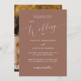 Terracottaモダンミニマル写真結婚の写真 招待状