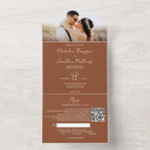 Terracottaモダン写真QRコードRSVP結婚's オールインワン招待状 (内側)