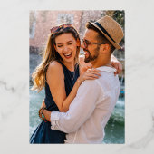 Terracottaモダン写真Save The Date金ゴールド 箔招待状 (裏面)