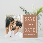 Terracottaモダン日付の写真のQRコードを保存 招待状 (スタンド正面)