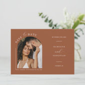 Terracottaモダン Arch写真QRコード日付の保存 招待状 (スタンド正面)