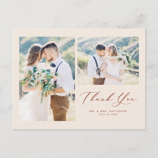 Terracottaラブリースクリプトフォトコラージュありがとう ポストカード (正面)