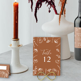 Terracottaワイルドフラワースケッチ枠編集可能 テーブルナンバー