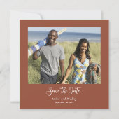 Terracotta写真ミニマルQRコード日付の保存 招待状 (正面)