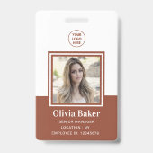 Terracotta写真モダンIDビジネスロゴ従業員 バッジ (Front)