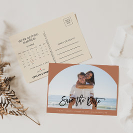 Terracotta写真結婚式Save the Date Calendar 案内ポストカード