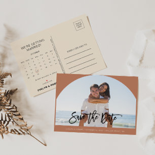 Terracotta写真結婚式Save the Date Calendar 案内ポストカード