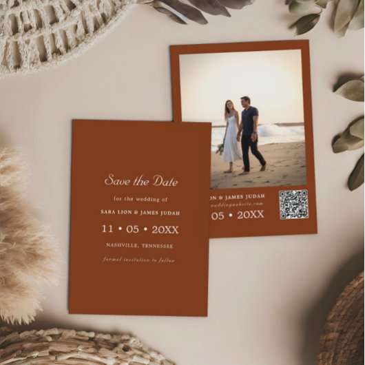 Terracotta写真Save the Date Card 招待状