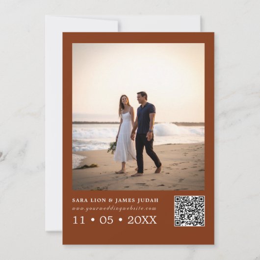 Terracotta写真Save the Date Card 招待状 (裏面)