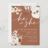 Terracotta彼または彼女のジェンダー明かす招待状 招待状 (正面)