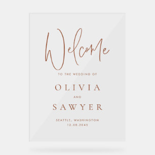 Terracotta手書きスクリプト結婚の歓迎 アクリルサイン