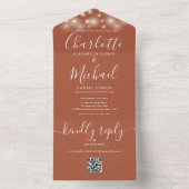 Terracotta文字列ライトQRコードモノグラム結婚ズ オールインワン招待状 (内側)