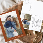 Terracotta日付を保存はがきBoho写真 ポストカード<br><div class="desc">Boho Terracotta結婚正面に写真のある日付カードを保存する。Save the Dateカードには手で書いたモダン草書タイポグラフィが含まれエレガント、シンプルとミニマルモダンムな結婚式の日のお祝いの後に使用すシンプルる。</div>