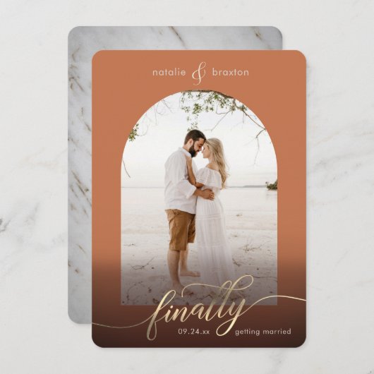 Terracotta最終的に結婚してウィンドウの写真 セーブザデート (正面/裏面)