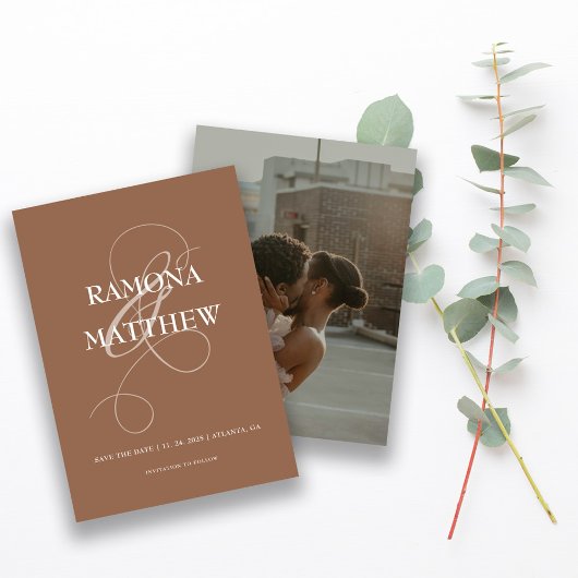 Terracotta素朴フォトアンパサンド日付の保存 セーブザデート