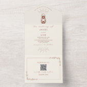 Terracotta素朴ランタンQRコードRSVPすべて1つ オールインワン招待状 (内側)