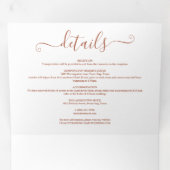 Terracotta署名スクリプトの写真結婚の写真 三つ折り招待状 (内部最初)