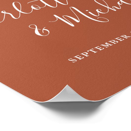 Terracotta署名スクリプト結婚のウェルカムサイン ポスター (角)