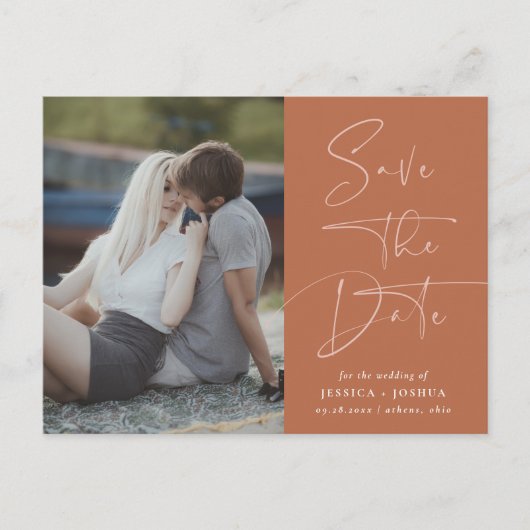 Terracotta自然書道の写真の日付を保存 ポストカード (正面)