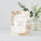 Terracotta茶色のフローラ金ゴールドフレームで日付を保存 案内ポストカード (スタンド正面)