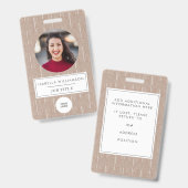 Terracotta茶色の線ユニーク従業員の写真ID バッジ (正面＆裏面)