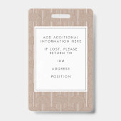 Terracotta茶色の線ユニーク従業員の写真ID バッジ (裏面)